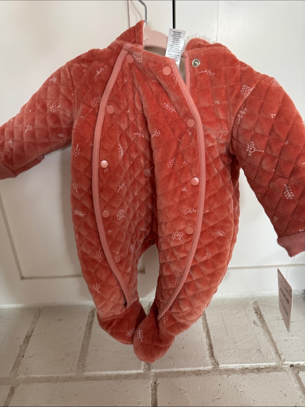 Nordstrom Quilted One-Piece Footie in Rust Orange